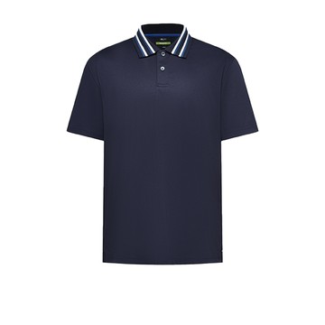 涼爽觸感雙面針織布襯衫領短袖POLO衫/夜藍色 | 6114007479