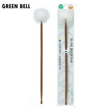 日本綠鐘 GREEN BELL 白色鵝絨毛竹製耳扒 QQ-604 /掏耳棒【官方旗艦館】