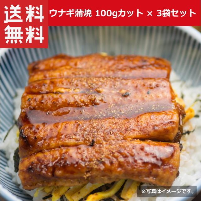 うなぎ 蒲焼 100gカット×3袋入り 送料無料 真空パック 小分け 冷凍 鰻 ウナギ 中国産