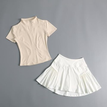 2024夏季新款裸感短袖T拉鏈健身衣女騎行服戶外運動瑜伽訓練上衣