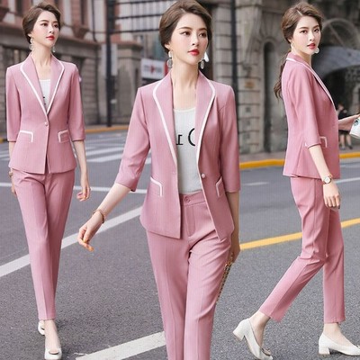 最安 夏 スーツ レディース 7分袖 テーラードジャケット パンツスーツ 2点セット セレモニースーツ ピンク ライトグリーン ホワイト ブラック ランキング受賞 Carlavista Com