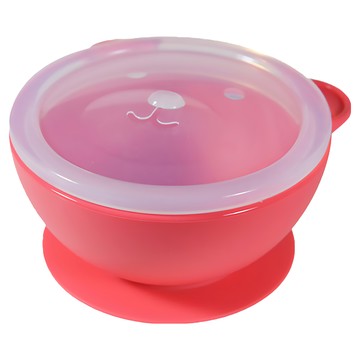 Bebelock 幼兒矽膠餐碗 底部吸盤設計 附透明上蓋 韓國製  紅色  1個