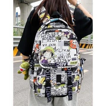 動漫書包男女大容量海賊王涂鴉背包男生初中生中學生高中生雙肩包