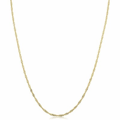 Kooljewelry Solid 14kイエローゴールドシンガポールチェーンネックレス