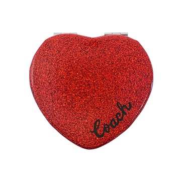 COACH 熱情紅閃亮心型隨身鏡