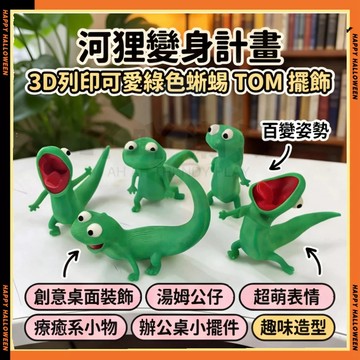 狸想世界 3D列印玩具 湯姆蜥蜴 可愛綠色蜥蜴擺件 創意桌面裝飾 抽象搞笑蜥蜴 手辦 模型 公仔 玩具 擺件