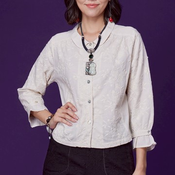 古典美 刺繡翻領小外套【58019】棉麻/亞麻/中國風/漢服/茶禪服