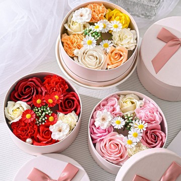 特價💡伴手禮禮品玫瑰花康乃馨 小雛菊禮盒裝香皂花手工花 假花diy手作材料  編織材料包  手作diy MHU7
