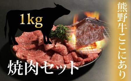 希少和牛 熊野牛 焼肉セット（1kg）（ロース300g バラ焼肉400g モモ焼肉300g）＜冷蔵＞