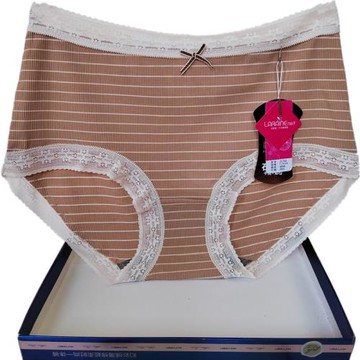 彩田內褲女士花仙子中腰21701高腰21702螺紋條紋石墨烯抗菌蕾絲邊