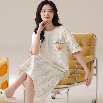 [韓國K.W.]韓國空運清新青春花漾莫代爾洋裝(居家服/家居服/睡衣/睡裙/涼感睡衣)K-3601