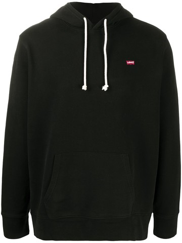 Levi's - logo plaque long-sleeve hoodie - men - Cotton - L - Black