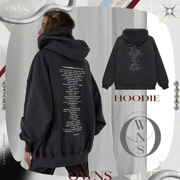 🥀旺斯女孩🥀歌詞印花寬鬆帽T連帽上衣hoodie黑色字母印花上衣OVERSIZE上衣