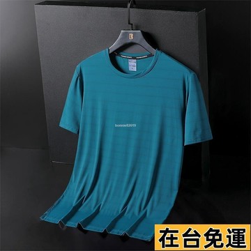 🔥台灣發出🔥 冰絲短袖男純色速幹T恤夏季超薄款寬鬆大碼透氣運動空調上衣