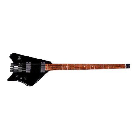 Bootlegger Guitar Ace Bass Black Headless Travel Performance String Electric Bass Right Handed Dual Truss Road 34” Scale 24 Fret Maple Neck Through