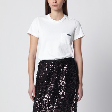 T-shirt girocollo bianca in cotone