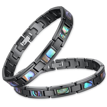 (免運)MOMO陶瓷耐刮男生女生手鏈潮流時尚個性情侶手環腕飾品黑能量磁石