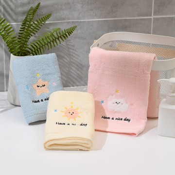 精梳棉繡花毛巾-多色任選