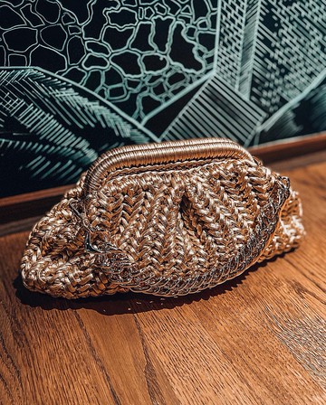 餃子復古包，金拍子，婚禮手拿包，鉤針手提包，奢華禮物