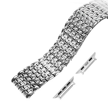 Apple Watch / 38.40.42.44mm / 蘋果手錶替用錶帶 蝴蝶雙壓扣 不鏽鋼錶帶 銀色＃836-43-SR