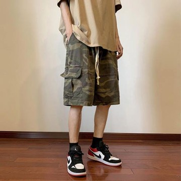 美式復古迷彩工裝短褲男夏季潮牌寬松痞帥中褲大口袋耐磨休閑潮流