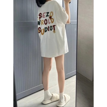 【鹿向南】100%純棉T恤  短袖 韓版上衣 短袖上衣 oversize t恤 ins 風 顯瘦 女生上衣 短袖t恤 寬