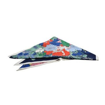 HERMES 經典Robe Legere系列羊絨真絲混紡三角巾/圍巾(海軍藍/綠色)