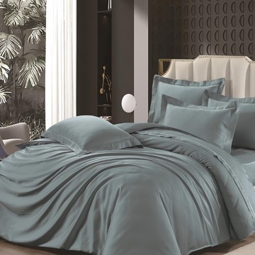 60支素色100%天絲鋪棉床包兩用被 單人/雙人/加大/特大  月河藍  床包+兩用被套+枕套組