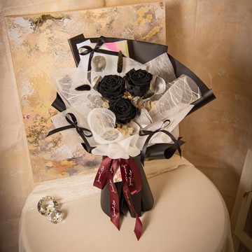 【黑玫瑰】乾燥花 永生花花束 我愛你玫瑰花束 / 生日求婚告白