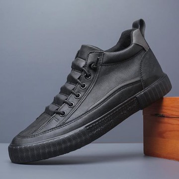 閃步春季新款男鞋懶人一腳蹬男士休閑皮鞋韓版潮流低幫板鞋百搭鞋