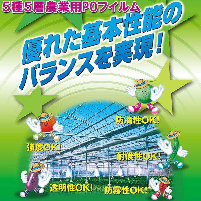 農PO 5種5層 厚み0.1mm 幅900cm 長さ10m単位カット 防滴 防霧 関東・長野・新潟・山梨限定 すこ タ種