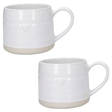 MIKASA Farmhouse石陶馬克杯 380ml  愛心浮雕  2個