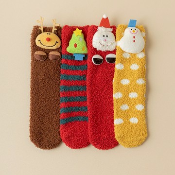 韓版聖誕襪 聖誕襪子 節慶襪子 中筒襪 加厚聖誕襪 撞色聖誕襪 麋鹿聖誕襪 雪人動物襪 台灣出貨 台灣賣家