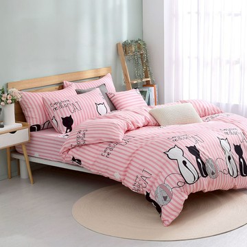 Blue Cat 藍貓 造銀離子抗菌床包組 台灣製  床包  + 薄被套 + 枕套 2個  雙人特大  天生一對