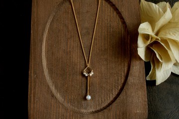 凝結瞬間 珍珠項鍊 客製長度 手工繞線 纖細小Y字鍊