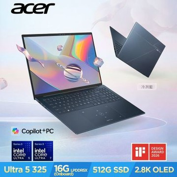 Acer 宏碁 Swift Edge SFE16-I51-52VE 16吋OLED AI輕薄筆電-藍(CU5-325/16GB/512GB/Win11)