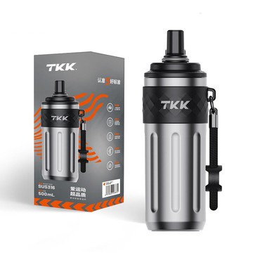 【TKK】律動吸管杯 316不鏽鋼x陶瓷噴塗 保溫運動水壺500ML冰川銀