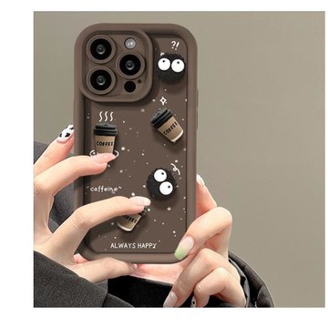 咖啡公仔適用三星S22 S23 S24plus手機殼新款A50 A24 A23卡通煤球餅干A20S A21S A10S A03S可愛A55搞怪情侶