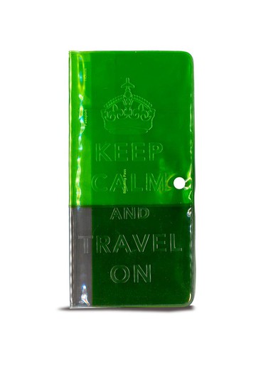 Keep Calm霓虹果凍登機証護照套 - 綠 黑
