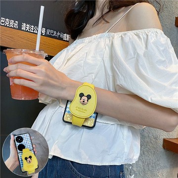 米奇腕帶 燙金格紋 三星 zflip8 flip7 flip6 flip 4 3 5 6 7 8 手機殼 防摔 保護套