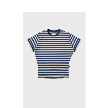 品牌特價簡約經典海軍復古條紋收腰短袖T恤上衣女2025年2025新款