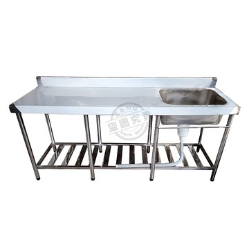 【Abis】加牆款304不鏽鋼單洗平台洗衣槽(180公分/6尺)-1入右槽