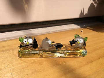 手工玻璃 琉璃 貓頭鷹 樂器 排排坐