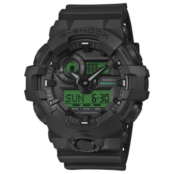 【CASIO 卡西歐】G-SHOCK 狂放能量 悍然無畏 雙顯錶款 醒目黑 GA-700BEG-1A_53.4mm