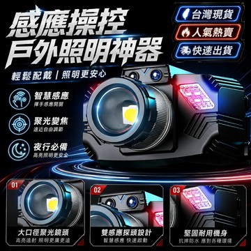 在臺出貨🎉感應頭燈 超長續航 充電頭燈 LED頭燈 大泛光頭戴燈 登山頭燈 釣魚頭燈 戶外照明燈 探照夜釣燈 頭戴式電筒