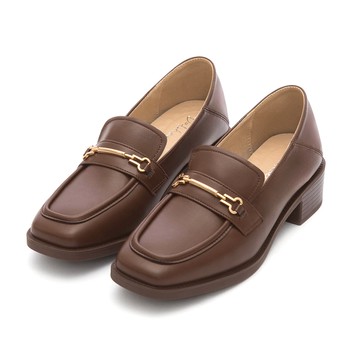 D+AF 上質穿搭馬銜釦方頭低跟樂福鞋