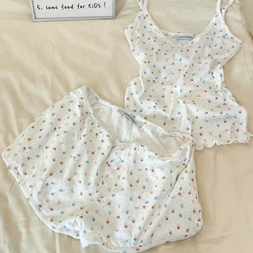 Xuan♥睡衣女甜美卡通印花吊帶純欲修身顯瘦背心短褲家居服套裝