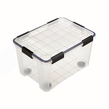 防潮收纳【史代新文具】KEYWAY KT35 Fine防潮整理箱35L(附輪)-透明/ 滑輪整理箱 置物箱