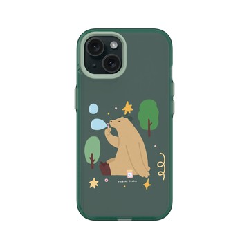 iPhone 15 Clear 憂墨綠 - 咻咻熊 XiuXiubear - 森林泡泡