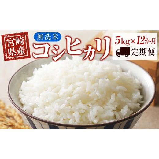 ふるさと納税 宮崎県 西都市 宮崎県産 無洗米 コシヒカリ 5kg×12回 合計60kg 便利なチャック付き＜9-5＞